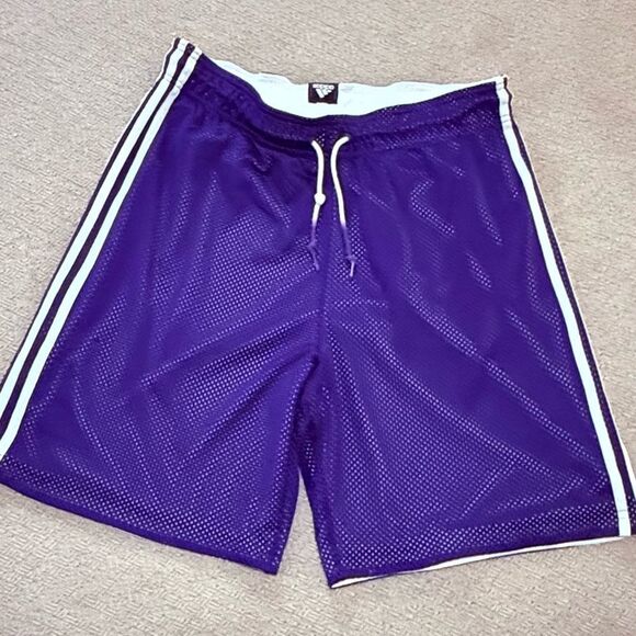 Adidas Futbol Running Mens M Soccer Football Shorts Purple Striped Medium - Picture 1 of 11